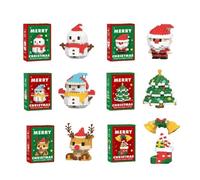 12PCS Santa Claus Design Mini Building Blocks Set, Christmas Building Blocks Theme Decor, DIY Stocking Stuffers Christmas Tree, Xmas Birthday Gifts, Party Favours (All-12pcs)