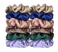 12pcs Satin Fabric Loop Hair Rings Set Solid Colour Rope Scrunchies Scrunchy for Hair(Color9)