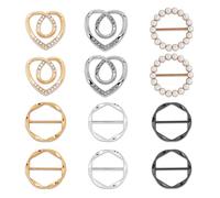 12PCS Scarf Ring Clips Set for Women, Fashion Metal Circle Buckle, T-Shirt Tie Clips, Waist Clothes Corner Button, Scarf Holder Accessories