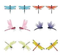 12pcs Screen Door Magnet Stickers, Decorative Magnetic Butterfly Window Screen Decals Funny Car Magnet Patio Flexible Magnets Fridge Animal Magnets for Screen Sliding Doors Party Favor (Dragonfly)