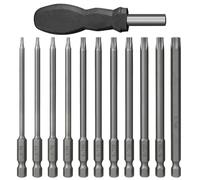 12PCS Screwdriver Bit Sets, 100mm Torx Screwdriver Set, T6-T40 S2 Steel Long Hex Shank Bits, 1/4 Inch Torx Bit Set, Suitable for Electric Drills and Manual Spanners