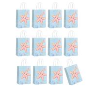 12pcs Sea Themed Paper Packaging Bags With Handle Elegant Candy Cookie Bag For Parties Kids Party Supplies