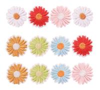 12pcs Self Adhesive Daisy Embroidery Patch for Clothing and Crafts | Non Woven Fabric, Handmade DIY Embellishment, for Clothes, School Uniforms, Upcycling Projects
