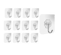 12pcs Self Adhesive Hooks -Transparent Sticky Wall Hooks, No Drill Damage-Free Waterproof Clear Stick On Hooks for Hanging Keys Towels Coats Pictures - Indoor Outdoor Bathroom Kitchen Bedroom Office
