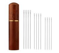 12pcs Self Easy Threading Needles, 3 Sizes Top Hanging Needles Embroidery Needles Large Eye Sewing Knitting Needles Kit with Sandalwood Needle Box Hand Sewing Needles for DIY Sewing Projects (Silver)