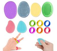 12PCS Sensory Fidget Toys 6PCS Sensory Stones and 6PCS Fidget Rings Stress Relief Sensory Toys Spinner Ring Textured Soft Worry Stone for Autism Quiet Fidget Toys for Anxiety Relief