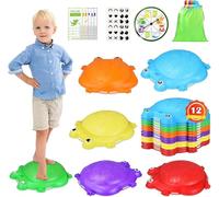 12Pcs Sensory Stepping Stones for Kids, Non-Slip Balance Stones, Stackable Indoor and Outdoor Play Equipment, Outside Toys for Children Age 18 Months +