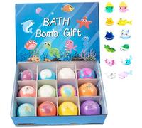 12Pcs/Set Bath Bombs with Toys Inside 2 Inch Bath Bombs with Cute Animal Toys, Child-Safe Fizzy Colorful Bubble Bathroom Supplies for Kids, Blue
