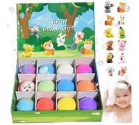 12Pcs/Set Bath Bombs with Toys Inside 2 Inch Bath Bombs with Cute Animal Toys, Child-Safe Fizzy Colorful Bubble Bathroom Supplies for Kids Gift, Green