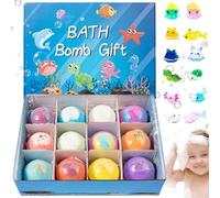 12Pcs/Set Bath Bombs with Toys Inside 2 Inch Bath Bombs with Cute Animal Toys, Child-Safe Fizzy Colorful Bubble Bathroom Supplies for Kids Option, Blue, with Inside