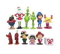 12pcs/set Christmas The Grinch Figure Toys Cake Topper Home Ornament Decoration Gifts