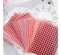 12pcs/Set Color Grid Dot Basic Vellum Paper Pattern Pack for Scrapbooking Happy Planner Card Making Junk Journal Project(Red)