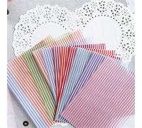 12pcs/Set Color Grid Dot Basic Vellum Paper Pattern Pack for Scrapbooking Happy Planner Card Making Junk Journal Project(Stripe)