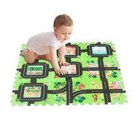 12Pcs/Set Foam Floor Tiles 11.8x11.8 Inch Waterproof EVA Soft Non-slip Patchwork Interlocking Floor Mats with City Road Track Puzzle for Nursery Room Decor, Foam Tiles for Kids