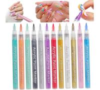 12Pcs/Set Nail Art Pens 12 Colors Nail Polish Pens Quick Dry Art Paint Smooth Graffiti Dotting Pen Waterproof Drawing Painting Polish Design for DIY Manicure Tools