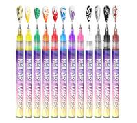 12Pcs/Set Nails Art Painted Pen, Ine Tip Nail 0.5mm,Drawing Point Graffito Dotting Flower Hook Line Gel Polishing Design Tools,Nail Set For Beginners