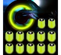 12pcs/Set New Fluorescent Skull Tire Valve Caps That Glow in The Dark, Suitable for Stylish Valve Covers on Cars, Motorcycles, Trucks, and Bicycles (12pcs Yellow)