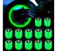 12pcs/Set New Fluorescent Skull Tire Valve Caps That Glow in The Dark, Suitable for Stylish Valve Covers on Cars, Motorcycles, Trucks, and Bicycles (12pcs Green)