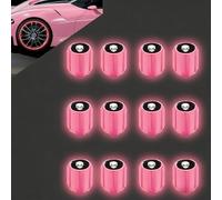 12pcs/Set New Fluorescent Skull Tire Valve Caps That Glow in The Dark, Suitable for Stylish Valve Covers on Cars, Motorcycles, Trucks, and Bicycles (12pcs Pink)