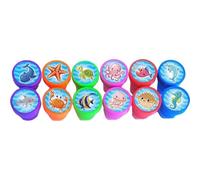 12pcs/set Ocean Life Self-inking Stampers Set Party Favors Turtle Stamp Kit with Various Sea Creatures for Boys and Girls