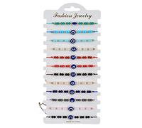 12pcs/set Turkey Blue Evil Eye Bracelet Women Handmade Woven Rope Chain Crystal Beads Bracelets Girl Birthday Party Jewelry Gift