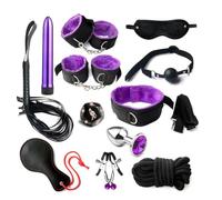 12Pcs Sex Tie Downs Under Mattress for King Bed Restraint Kit for Couples Queen Size Bed Straps for Adult Play Spreader Bondaged Rope Cord & Rope Kit Sex Hand Cuff Set for Bedroom Toy Sweater (Purple)