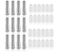 12pcs Shelf Pegs, 1/4" 5mm Stainless Steel Hardware Metal Shelf Support Pins Kitchen Cabinet Shelves Holders with 24 Silicone Covers for Bookshelf Bookcase Cupboard Adjustable Wood Glass Shelving
