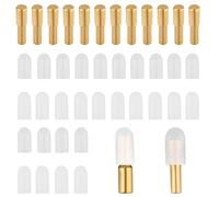 12pcs Shelf Pegs, 5mm 1/4 Inch Brass Shelf Support Pegs with 28 Anti-Slip Silicone Covers Bookcase Shelf Pins Cabinet Shelf Pegs Hardware for Bookshelf Glass Boards