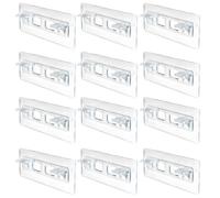 12Pcs Shelf Support Pegs, Self Adhesive Acrylic Cabinet Shelf Clips with Strong Load-Bearing for Furniture Bookcase Cabinet Closet, 5.9x2.8in Clips for Wood Shelving Support