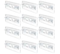 12pcs Shelf Support Pegs, Self Adhesive Acrylic Cabinet Shelf Clips with Strong Load-Bearing for Furniture Bookcase Cabinet Closet, 5.9x2.8In Support Clips