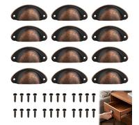 12PCS Shell Cup Handles, Retro Metal Half Moon Drawer Pull Handles, Metal Kitchen Cupboard Cabinet Dresser Door Handles Knobs, Furniture Knobs for Cabinet, Drawers, Closet, Furniture Accessories