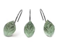 12PCS Shower Curtain Rings, Decorative Shower Curtain Hooks, Rust Resistant Metal Shower Hooks for Bathroom, Glide Shower Rings for Shower Curtain and Liner (Leaves)