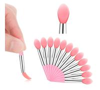 12Pcs Silicone Lip Brush Reusable Lipstick Applicator Wands Brushes Makeup Beauty Lip Mask Applicator for Eyebrow Lipstick Gloss Balm and Other Cream Makeup Products(Pink)