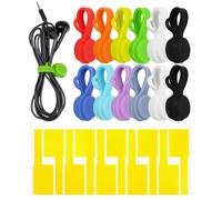 12pcs Silicone Magnetic Cable Ties Reusable Clips, Cable Straps Cord Organizers Phone Cord Holder for Bundling and Organizing, Book Marks, Fridge Magnets Colorful
