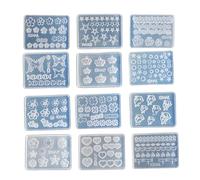 12PCS Silicone Molds Nails Art Enthusiasts Present Silicone Molds Set Suitable for Crafting Small Resin Leaves and Plant Professional Manicure Tool