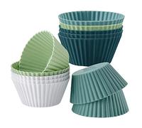 12pcs Silicone Muffin Cases, Cupcake Moulds, 4 Color Muffin Liners Pastry Cake Mold Reusable Silicone Baking Cases Muffin Molds for DIY Baking Bread Air Fryer Silicone Cake Case