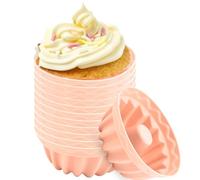 12PCS Silicone Muffin Cup Cake Baking Molds - Reusable Non-Stick Cupcake Liners for Baking Muffins, Desserts, Egg Tarts & Puddings - Heat Resistant Silicone Bakeware (Solid Color Set)