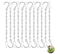 12pcs Silver Hanging Chains,25cm/10inch Hanging Basket Chains for Bird Feeders Garden Plant Hangers Metal Chain with Hooks Clips for Flower Baskets Wind Chimes Lanterns Planters Decorative Ornaments