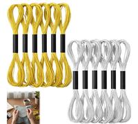 12Pcs Skeins Glitter Embroidery Floss, Metallic Embroidery Thread, 6 Gold & 6 Silver Polyester Thread (8M/Skein), 12-Strand Embroidery Thread for Cross-Stitch, DIY Bracelet, Sewing & Craft Projects