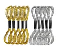 12pcs Skeins Glitter Embroidery Floss Metallic Embroidery Thread Sewing Cross Stitch Set, 6 Strands of Gold and 6 Strands of Silver for Craft DIY Bracelets Knitting Embroidery Crafts