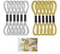 12pcs Skeins Glitter Embroidery Floss Metallic Embroidery Thread Sewing Cross Stitch Threads Gold and Silver Polyester Friendship Bracelets Thread for DIY Embroidery and Crafts Threads