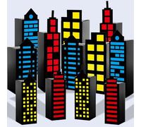 12Pcs Skyscraper City Party Favor Boxes for Super Themed Hero Party Decorations City Skyline Buildings Treat Boxes Super Themed Hero Party Candy Goodies Boxes for Boys Girls Birthday Party Supplies