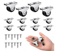 12Pcs Small Caster Wheels, Low Profile Casters Wheels Soft Rubber Rolling Fixed Wheels for Furniture, Under Bed Storage Drawers, Non Swivel(8PCS 0.5" and 4PCS 1")