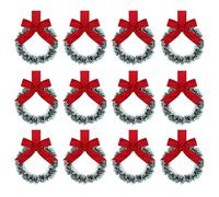 12Pcs Small Christmas Cabinets Wreaths Mini Wreaths for Kitchen Window Chair Backs with Ribbon Artificial Greenery Christmas Wreaths for Wall Front Door Party Decorations Kitchen Cabinets