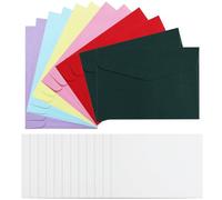 12Pcs Small Colored Envelopes with 12 Blank Cards, Mini Colourful Envelopes in 6 Color, Thanksgiving Gift Card Envelope Greeting Card Envelope for Christmas Wedding Birthday Anniversary - 11.5x8.2 cm