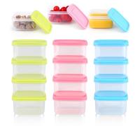 12PCS Small Plastic Containers with Lids: 200ml Small Food Containers, Stackable Small Containers with Lids Airtight, Reusable Snack Pots for Fruit Snack Sauce, Dishwasher Microwave Freezer Safe