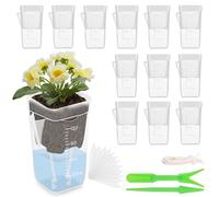 12PCS Small Self Watering Plant Pots Indoor Clear Plastic Nursery Pots with Visible Water Level, Side Watering Port, Drainage Holes Double Layer Planter for African Violets, Seedlings, Cuttings