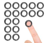 12Pcs Small Spring O Ring Clip Round Small Key Rings Round Snap Buckle Micro Key Rings Bulk Black Metal Keychain Ring Clip Snap DIY Accessories for Keyrings Buckle Bags Purses (Black,11mm)