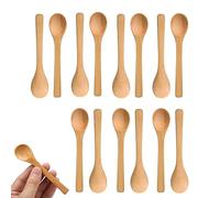 12pcs Small Wooden Spoons Wood Honey Teaspoon Wooden Kitchen Spoon,Small Handmade Wooden Spoon Natural Wooden Children Spoon for Ice Cream Sugar Jam Honey Coffee Teaspoon Kitchen Condiment Spoon,13 cm