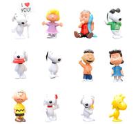 12pcs Snopy Figures Set Mini Snopy Figure Cake Decorations Snopy Toy for Kids Peanuts Snopy Action Figurines Snopy Party Ornaments for Cupcake Topper Desk Home Car Decoration